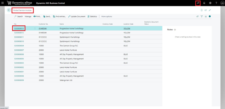 posted service invoice